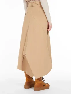 Cotton gabardine trench skirt