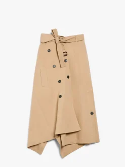 Cotton gabardine trench skirt