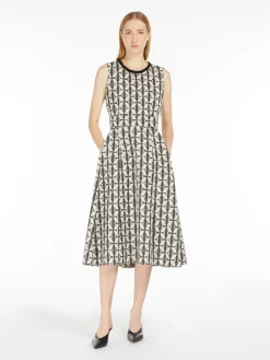 Cotton jacquard midi dress