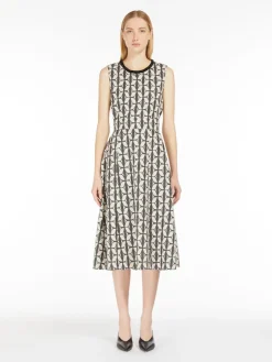 Cotton jacquard midi dress