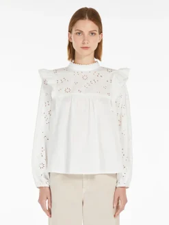 Cotton poplin and jersey top