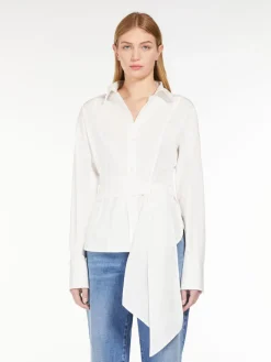 Cotton poplin crossover shirt