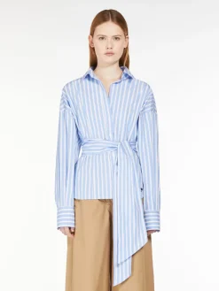 Cotton poplin crossover shirt