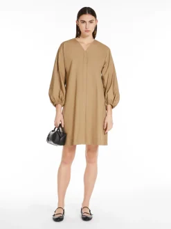 Cotton poplin V-neck dress