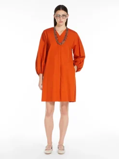 Cotton poplin V-neck dress