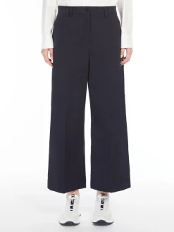 Cotton satin cropped trousers