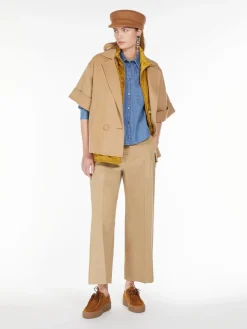 Cotton satin cropped trousers