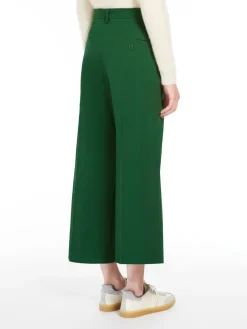Cotton satin cropped trousers