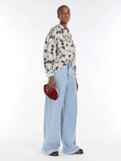 Cotton satin patchwork shirt