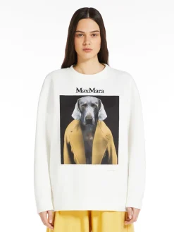 Cotton sweatshirt with Wegman print