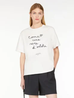 Cotton T-shirt with embroidered lettering detail