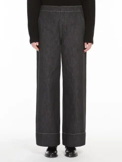 Cotton wide-leg trousers