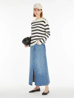 Cotton yarn button-up sweater