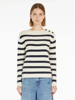 Cotton yarn button-up sweater
