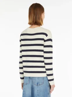 Cotton yarn button-up sweater