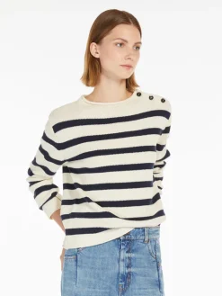 Cotton yarn button-up sweater