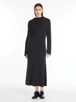 Crater-neck wool jumper