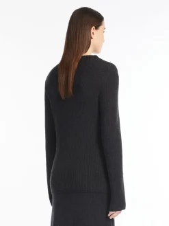 Crater-neck wool jumper
