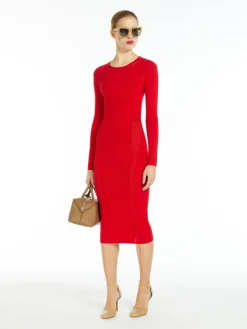 Crepe knit midi dress