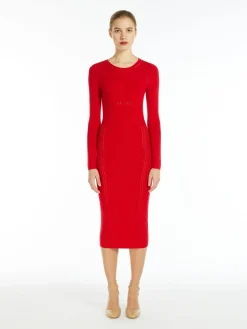 Crepe knit midi dress