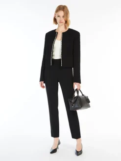 Crew-neck bouclé jacket