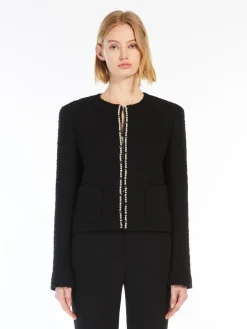 Crew-neck bouclé jacket