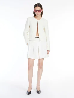Crew-neck bouclé jacket