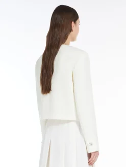 Crew-neck bouclé jacket