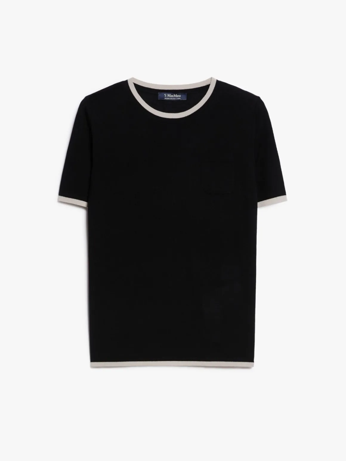 Crew-neck wool yarn T-shirt