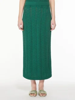 Crochet-knit cotton yarn skirt
