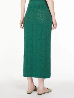 Crochet-knit cotton yarn skirt