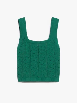 Crochet-knit cotton yarn top