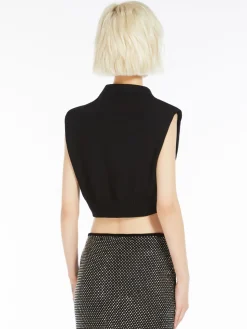 Crop stretch viscose gilet