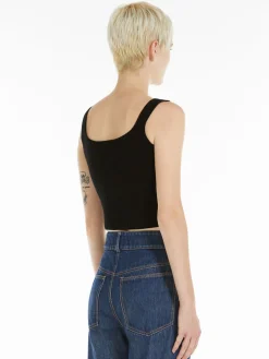Crop stretch viscose vest top