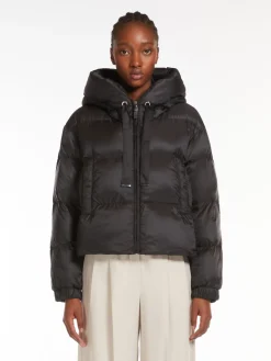 Cropped down jacket in quilted water-repellent fabric