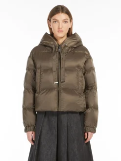 Cropped down jacket in quilted water-repellent fabric