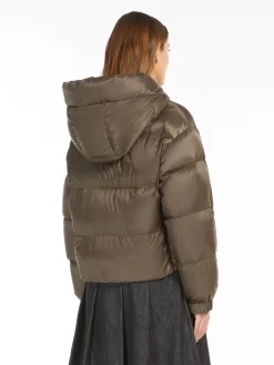 Cropped down jacket in quilted water-repellent fabric