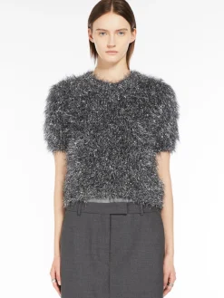 Cropped lurex sweater
