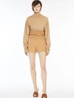 Cropped mock polo-neck sweater