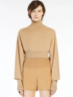 Cropped mock polo-neck sweater