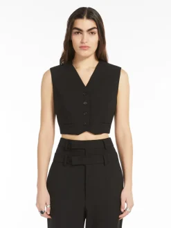 Cropped stretch wool waistcoat