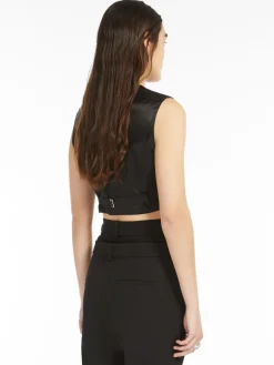 Cropped stretch wool waistcoat