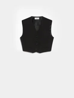 Cropped stretch wool waistcoat