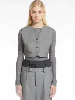 Cropped stretch wool waistcoat