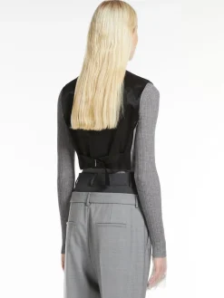 Cropped stretch wool waistcoat