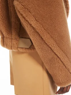 Cropped Teddy Bear Icon Coat in camel