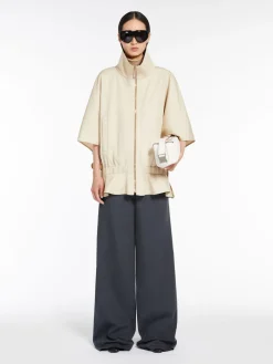 Cropped water-repellent cotton cape