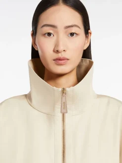 Cropped water-repellent cotton cape