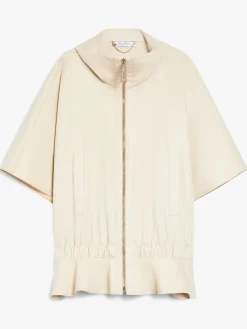 Cropped water-repellent cotton cape