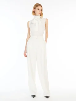 Crêpe de Chine top with bow